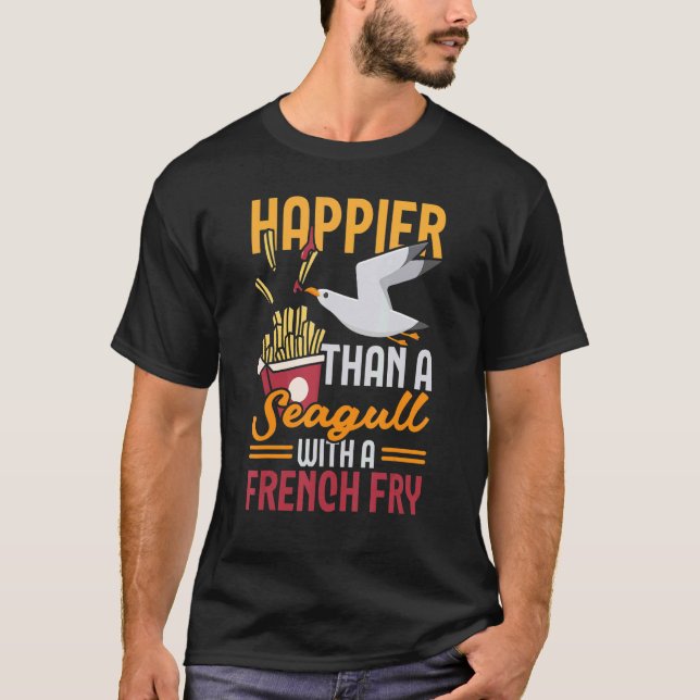 Happier Than A Fiskmås Bird Ornithology Gull T Shirt (Framsida)