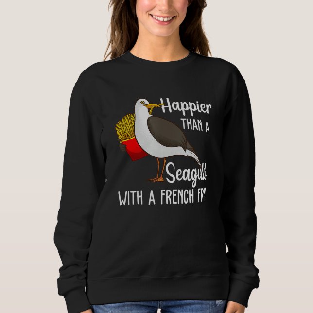 Happier Than A Seagull With A French Fry T Shirt (Framsida)
