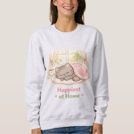 Happiest at Home Kawaii Cute Kitty Cat Homebody T Shirt