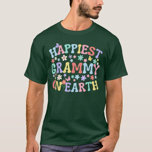 Happiest Grammy On Earth Familyrip Squad Groovy Gr T Shirt (Framsida)