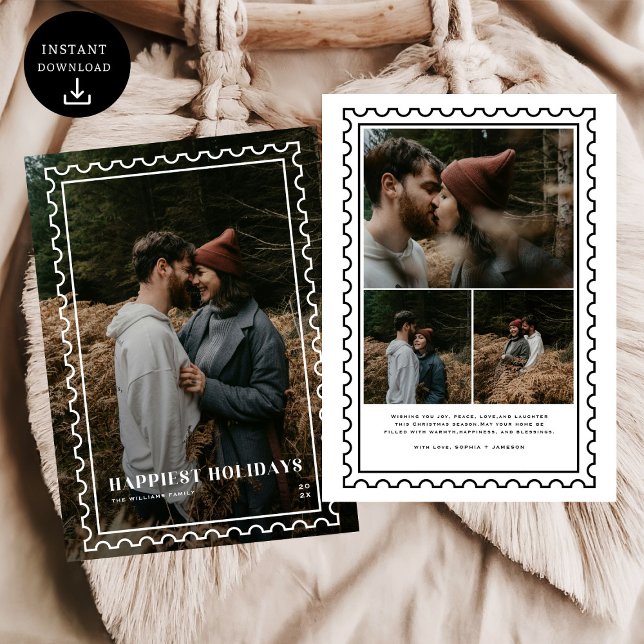 Happiest Helgdagar Frimärke-familjen Foto Julkort (Skapare uppladdad)