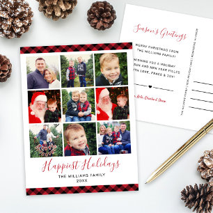 Happiest Helgdagar Modern Red Buffalo Photo Collag Helg Vykort