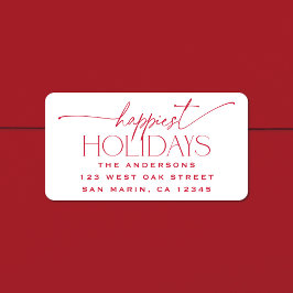 Happiest Holidays Elegant Christmas Return Address Adressetikett