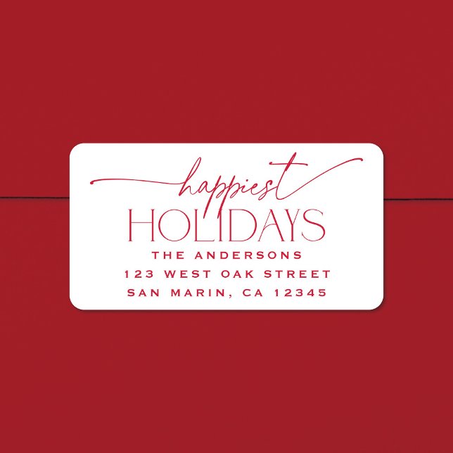 Happiest Holidays Elegant Christmas Return Address Adressetikett (Skapare uppladdad)