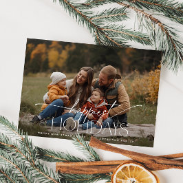 Happiest Holidays Elegant Typography Photo Julkort