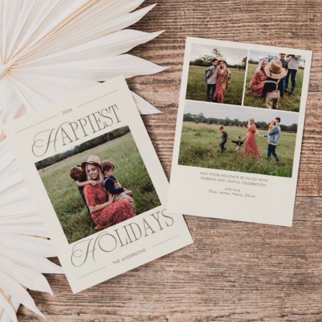 Happiest Holidays Modern Soft Neutral Photo Julkort (Skapare uppladdad)