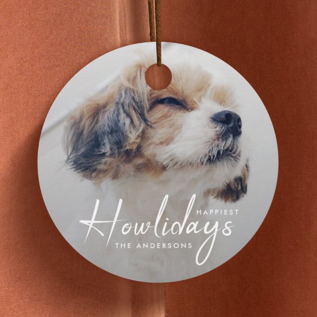 Happiest Howlidays | Minimal fotojul i Hund Gåvor Etiketter (Skapare uppladdad)