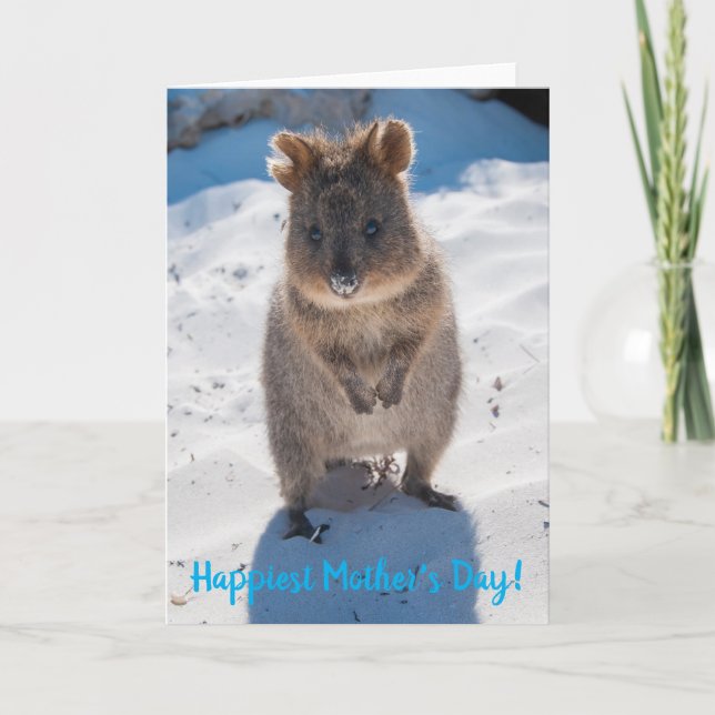 Happiest Lycklig Mors dag Cute Quokka Beach Kort (Framsida)