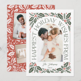 Happiest Önskemål Arch Holly Berry 3 Photo Collage Julkort