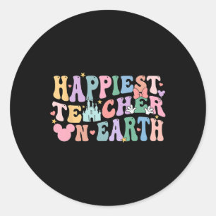 Happiest Teacher på Earth National Teacher's Day M Runt Klistermärke