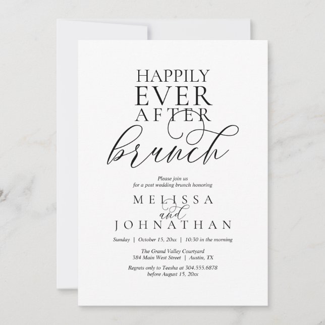 Happily Ever After Brunch, Modern Classy Wedding Inbjudningar (Framsida)