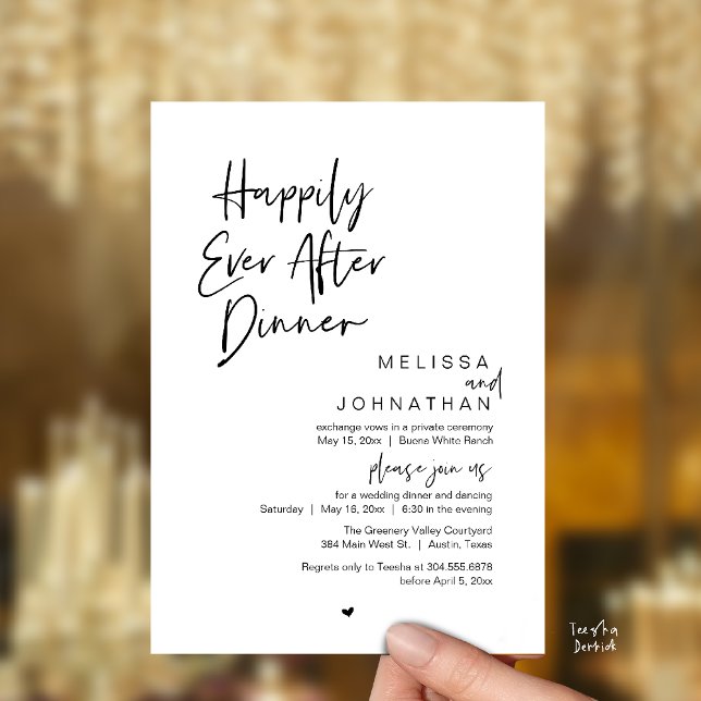 Happily Ever After Dinner Modern Wedding Party Inbjudningar (Happily Ever After Dinner Modern Wedding Reception Party Invitation Card Black White)