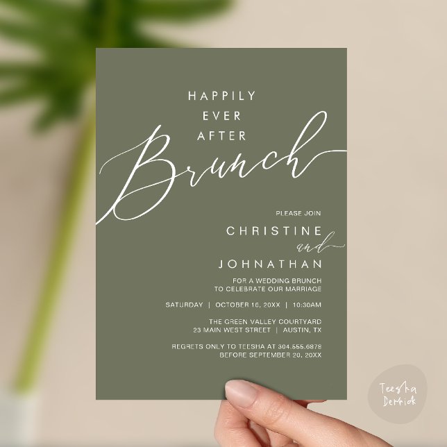 Happily Ever After Dinner Wedding Reception Dinner Inbjudningar (Happily Ever After Brunch Post Wedding Reception Invitation Card in Sage Green)