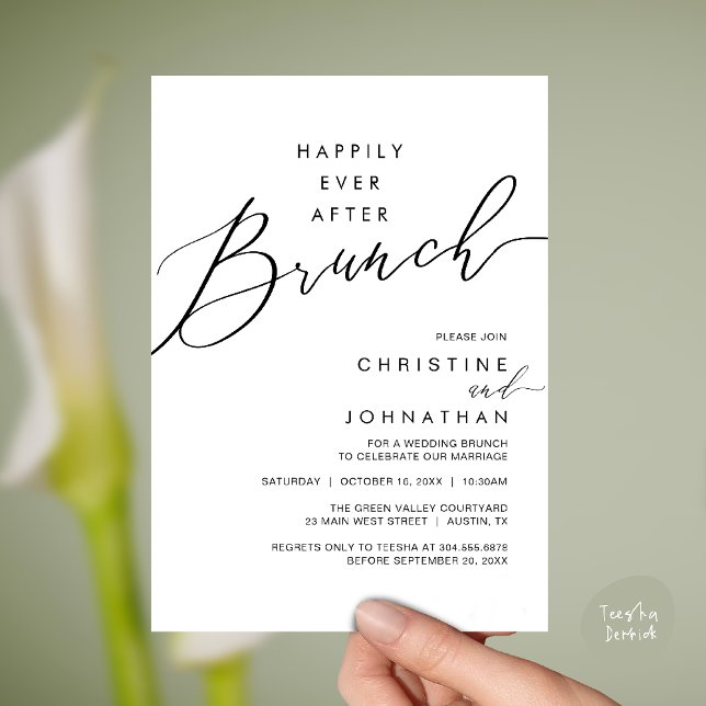 Happily Ever After Dinner Wedding Reception Dinner Inbjudningar (Happily Ever After Brunch Post Wedding Reception Invitation Card in Black White)