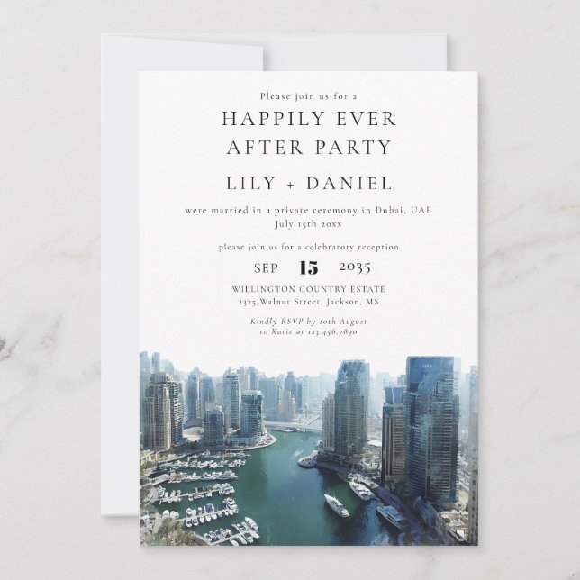 Happily Ever After Dubai Wedding Inbjudningar (Framsida)