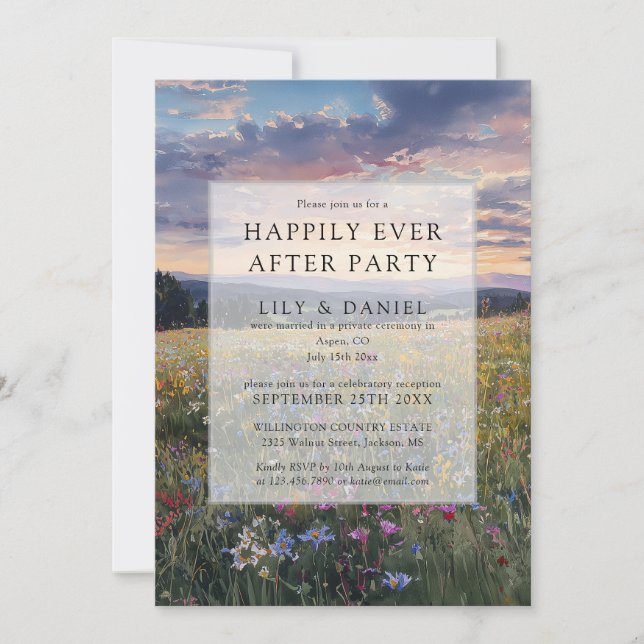 Happily Ever After Floral Wildflower Wedding Inbjudningar (Framsida)