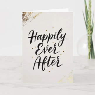 Happily Ever After Gold Calligraphy Wedding Card Kort