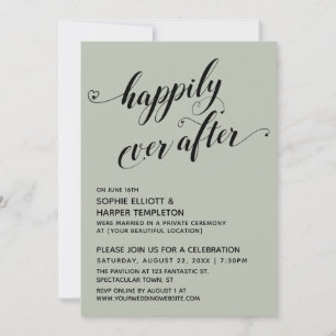 Happily Ever After Hearts Sage Bröllopsfest Inbjudningar