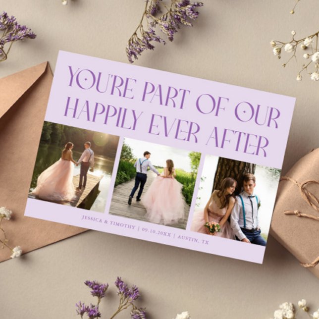 Happily Ever After Lilac Wedding Photo Tack Kort (Skapare uppladdad)