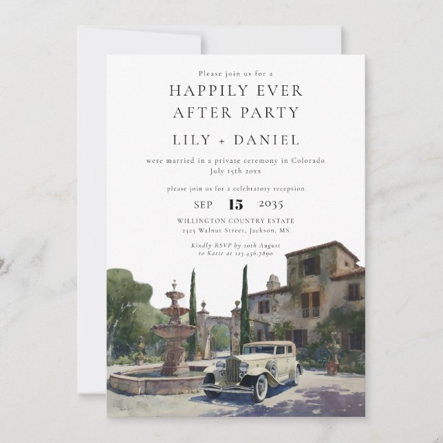 Happily Ever After Old Money Estate Wedding Inbjudningar (Framsida)