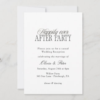 Happily Ever After Party Wedding Reception Inbjudningar