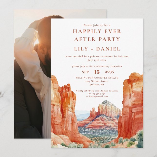Happily Ever After Photo Desert Wedding Inbjudningar (Fram/baksida)