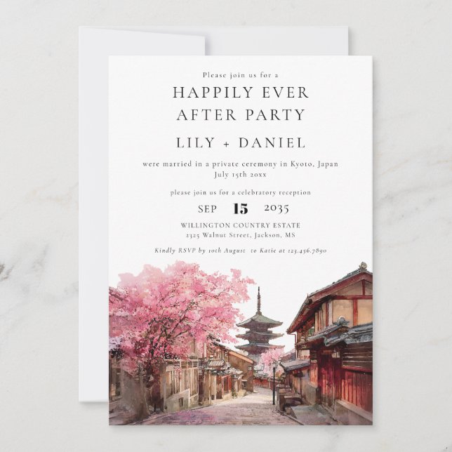 Happily Ever After Photo Kyoto Japan Wedding Inbjudningar (Framsida)