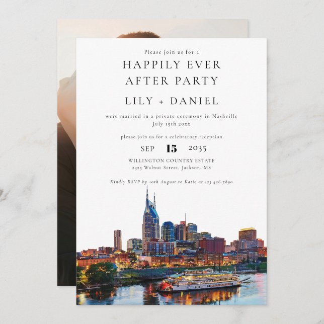 Happily Ever After Photo Nashville Wedding Inbjudningar (Fram/baksida)