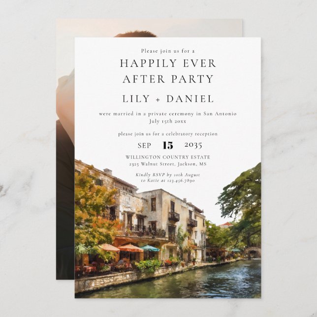 Happily Ever After Photo San Antonio Wedding Inbjudningar (Fram/baksida)