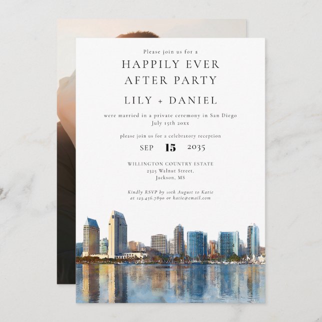 Happily Ever After Photo San Diego Wedding Inbjudningar (Fram/baksida)