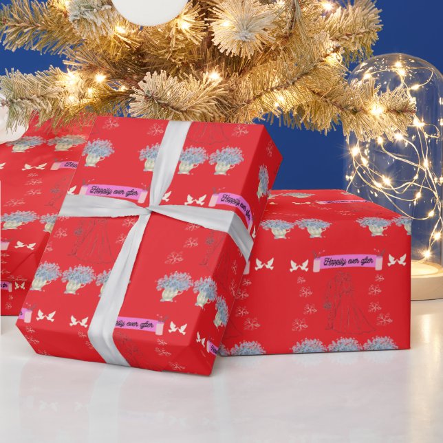 Happily ever after red presentpapper (Helgdagar)