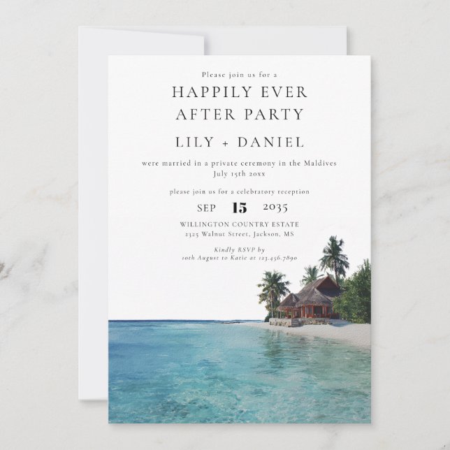 Happily Ever After Tropical Beach Wedding Inbjudningar (Framsida)