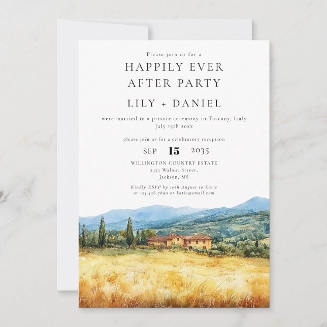 Happily Ever After Tuscany Italy Wedding Inbjudningar (Framsida)