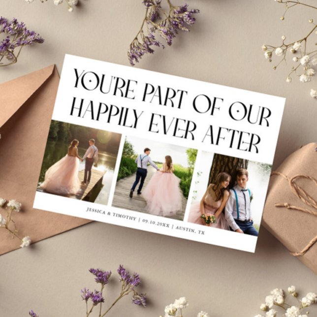 Happily Ever After White Wedding Photo Tack Kort (Skapare uppladdad)