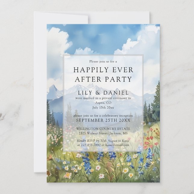 Happily Ever After Wildflowers Mountain Wedding Inbjudningar (Framsida)