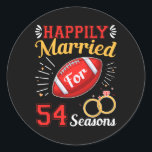 Happily Married For 54 Seasons 54th Wedding Annive Runt Klistermärke<br><div class="desc">Happily Married For 54 Seasons 54th Wedding Anniversary</div>
