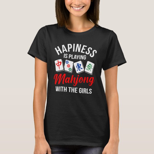 Happines spelar Mahjong med flickorna T Shirt (Framsida)