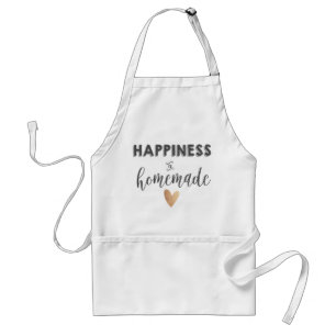HAPPINESS ÄR HOMEMADE Cute Typography Black White Förkläde