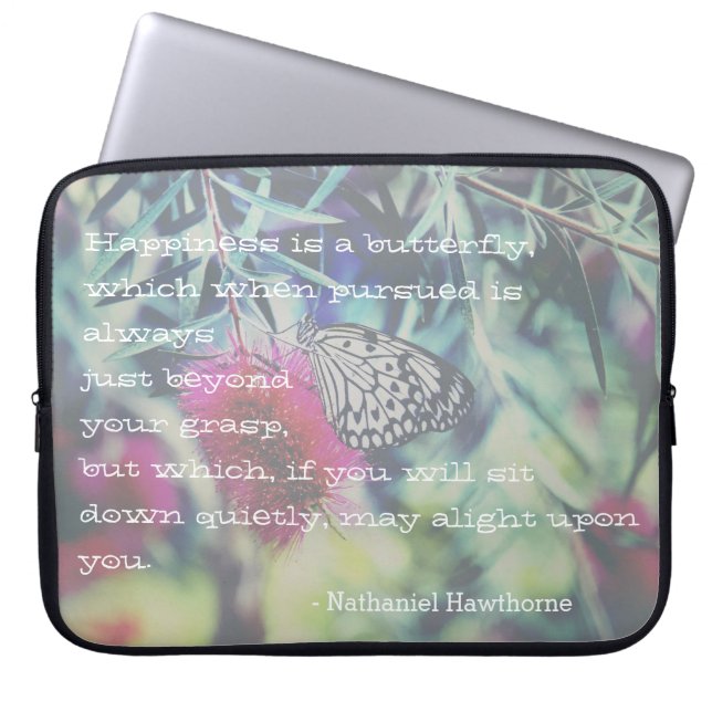 Happiness is a Butterfly - Inspiring Quote Laptop Fodral (Framsidan)