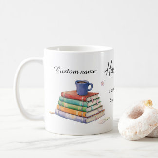Happiness Is a Cup of Coffee & a Good Book Mug  Kaffemugg