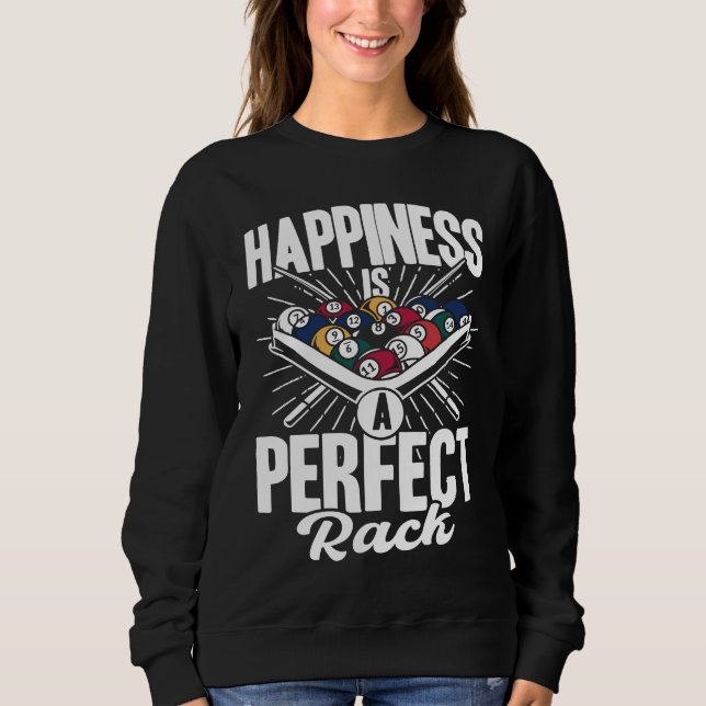 Happiness Is A Perfect Rack Billiards Player Pool  T Shirt (Framsida)