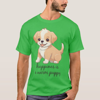 Happiness is a Warm Puppy Dog Puppy Quote boy T Shirt