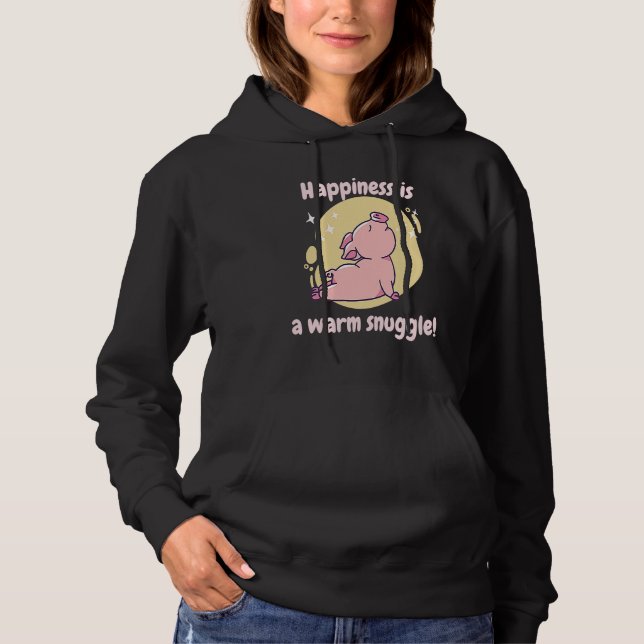 Happiness Is A Warm Snuggle Retro Cute  Pig Presen T Shirt (Framsida)