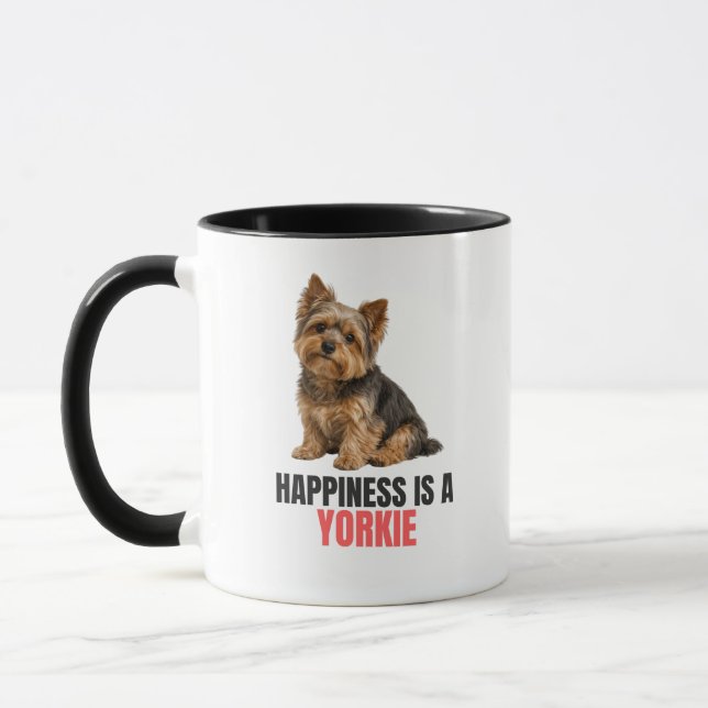 Happiness Is a Yorkie Mug – Yorkshire Terrier Mugg (Vänster)