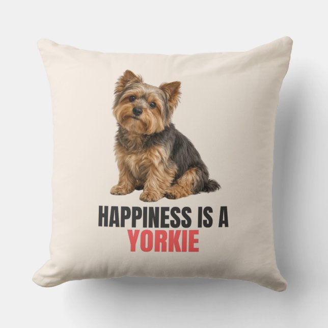 Happiness Is a Yorkie Throw Pillow Kudde (Framsida)