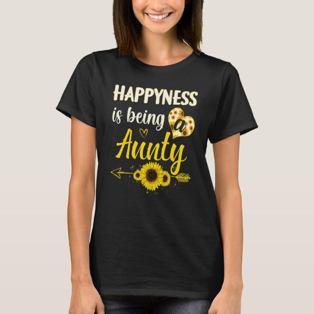 Happiness Is Being A Aunty Sunflower Grandma Mothe T Shirt (Framsida)
