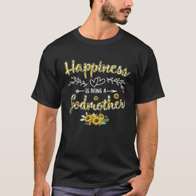 Happiness Is Being A Godmother Women Sunflower Dec T Shirt (Framsida)