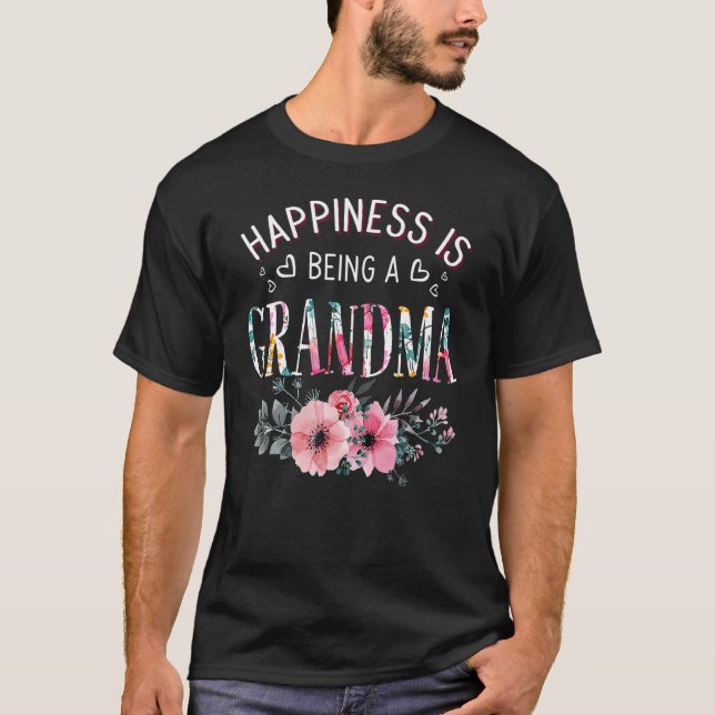 Happiness is being a Grandma  Grandma Mothers Day T Shirt (Framsida)