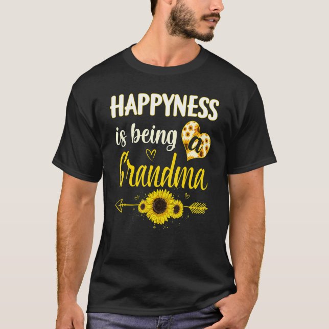 Happiness Is Being A Grandma Sunflower Grandma Mot T Shirt (Framsida)