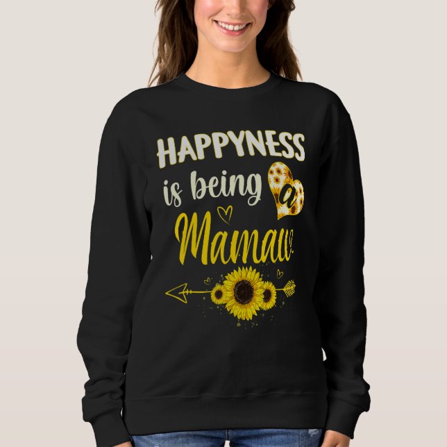 Happiness Is Being A Mamaw Sunflower Grandma Mothe T Shirt (Framsida)